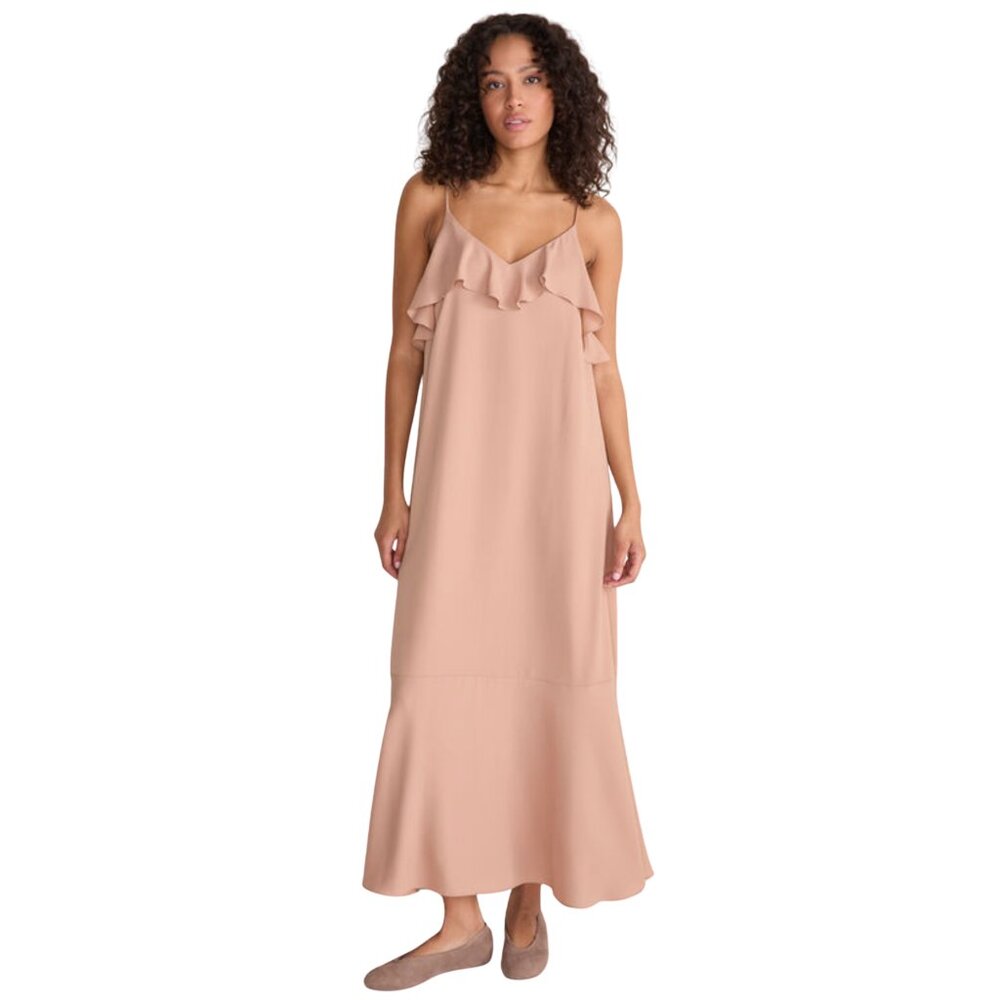 HAVEN WELL WITHIN Georgette Flounce Maxi Dress Colorado Clay $198 NWOT XS